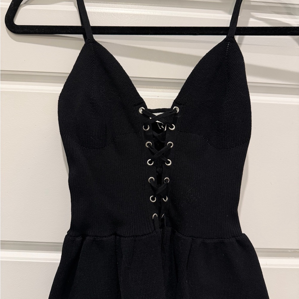 Sandro Elegant Black Lace-Up Dress